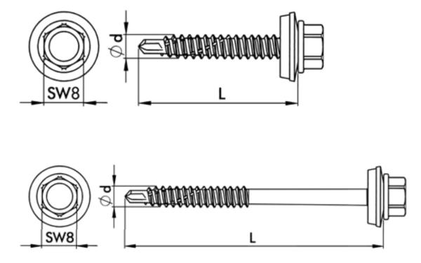 Șurub pentru tablă 6,3 mm, oțel inoxidabil, Eurotec BiGHTY bimetal (200/500 buc) 3