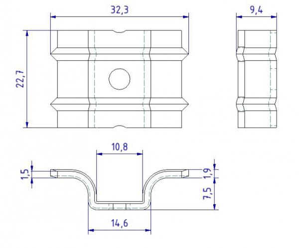 Clemă Terrace, oțel inoxidabil A2, Eurotec V-clip (250 buc + șuruburi + bit) 5