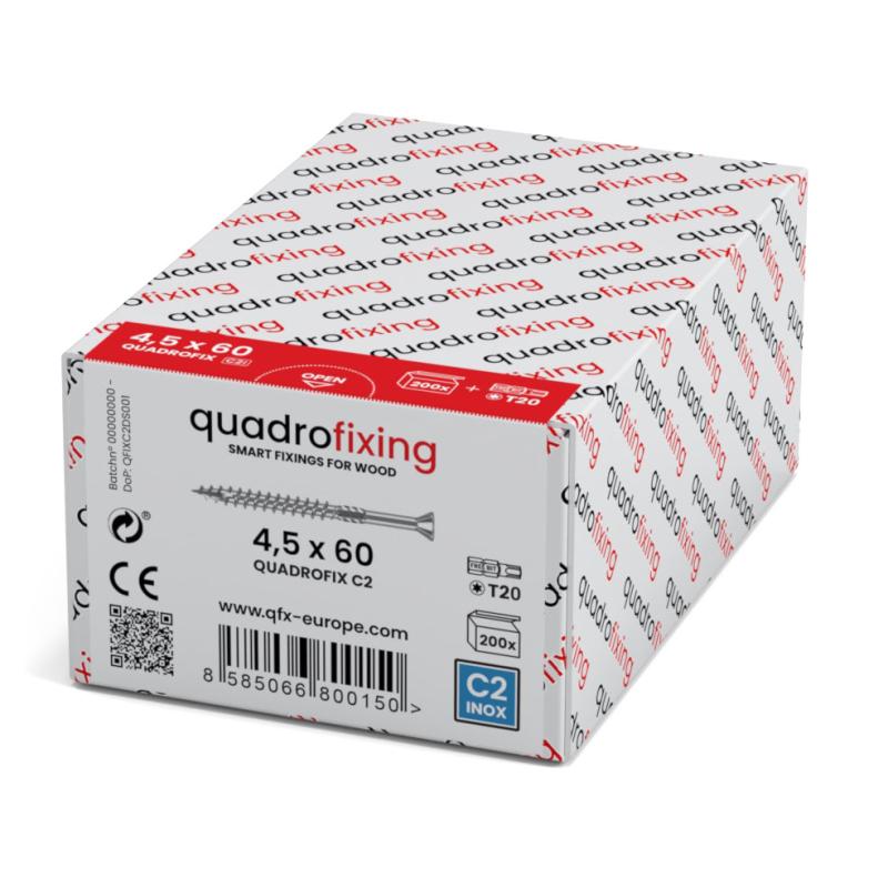 Șuruburi de terasă din oțel inoxidabil 4,0-4,5 mm (200 buc + bit) QUADROFIX C2 2