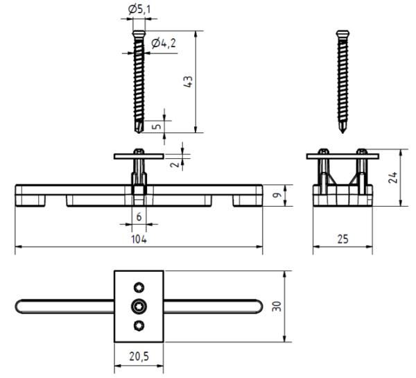 Clemă Terrace T-Stick (1 bucată), oțel inoxidabil A2 6