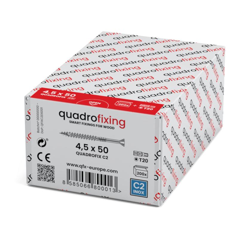 Șuruburi de terasă din oțel inoxidabil 4,0-4,5 mm (200 buc + bit) QUADROFIX C2 1