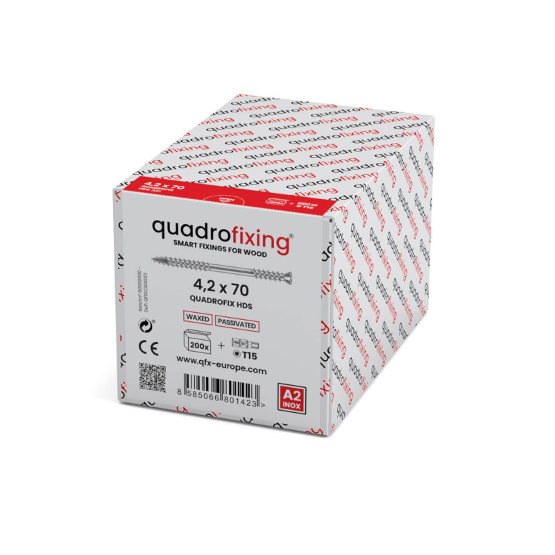 Șurub de terasă din oțel inoxidabil A2 4,2 mm QUADROFIX HDS (200 buc) 3