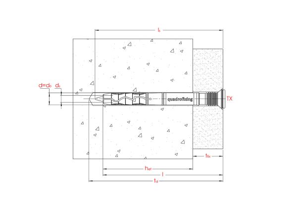 Șurub cadru 10,0 mm, oțel inoxidabil A4, cap înfundat, Torx 2