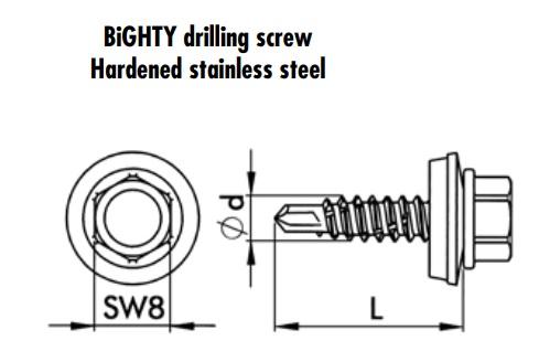 Șurub pentru tablă 4,8 mm, oțel inoxidabil, Eurotec BiGHTY (200/500 buc) 3