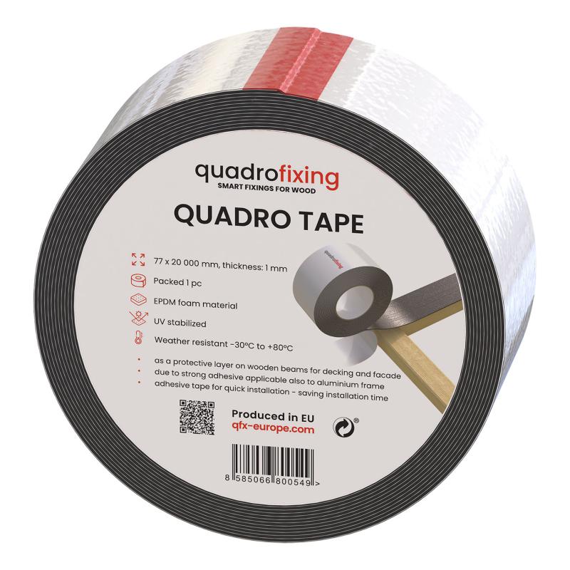 Bandă EPDM pentru protecția lemnului - QUADRO TAPE (1x77x20000 mm)