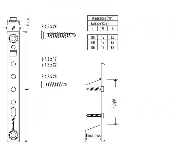 Eurotec FassadenClip F115 (300 buc), clemă de fațadă 6