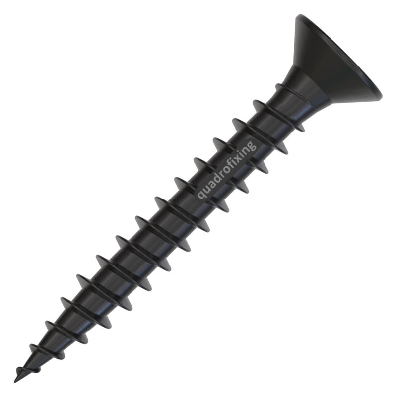 Șuruburi negre inoxidabile pentru lemn QUADRO CLIP (200 buc. + bit)