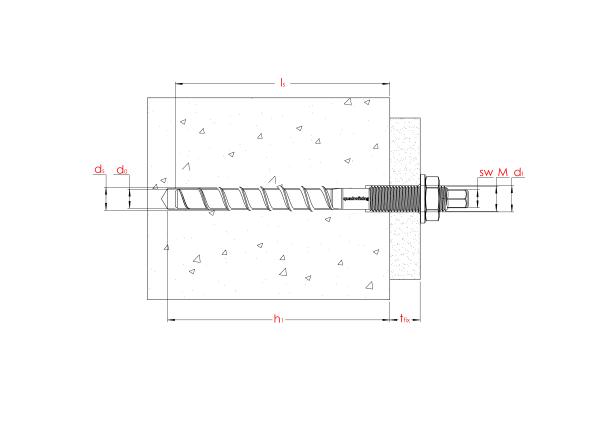 Șuruburi din oțel inoxidabil pentru beton cu filet metric, oțel inoxidabil A4 (50 buc) 2