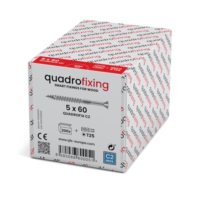 Șuruburi de terasă din oțel inoxidabil 5,0 mm (200 buc + bit) QUADROFIX C2 1