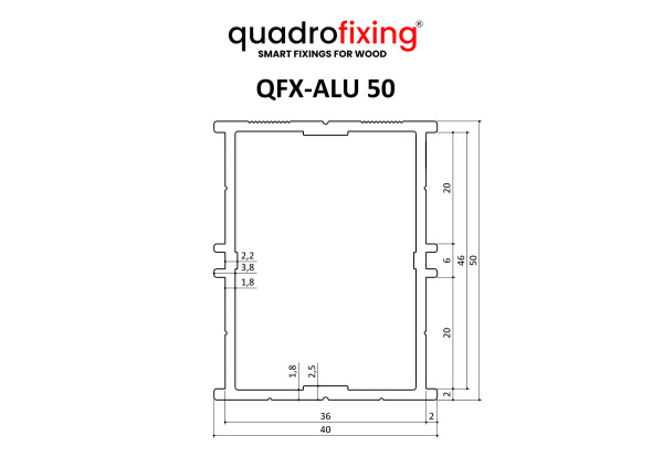 Profil terasă din aluminiu negru 50x40x4000 mm | QFX-ALU 50 BLACK 3