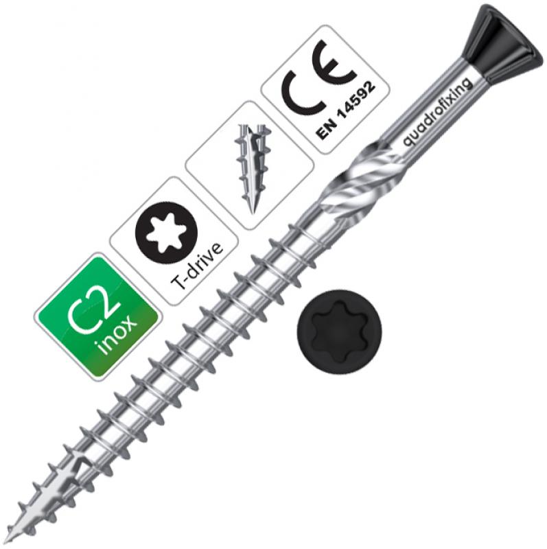 Șuruburi din oțel inoxidabil 5,0 mm, oțel inoxidabil C2, negru, cerate (200 buc + bit) 1