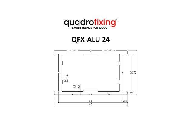 Profil din aluminiu pentru terase 24×40×4000 mm | QFX-ALU 24 3